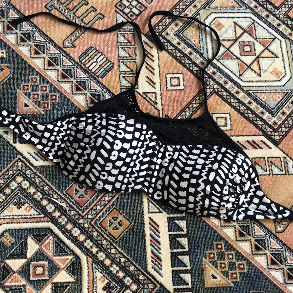 Crochet neck halter tribal swim top